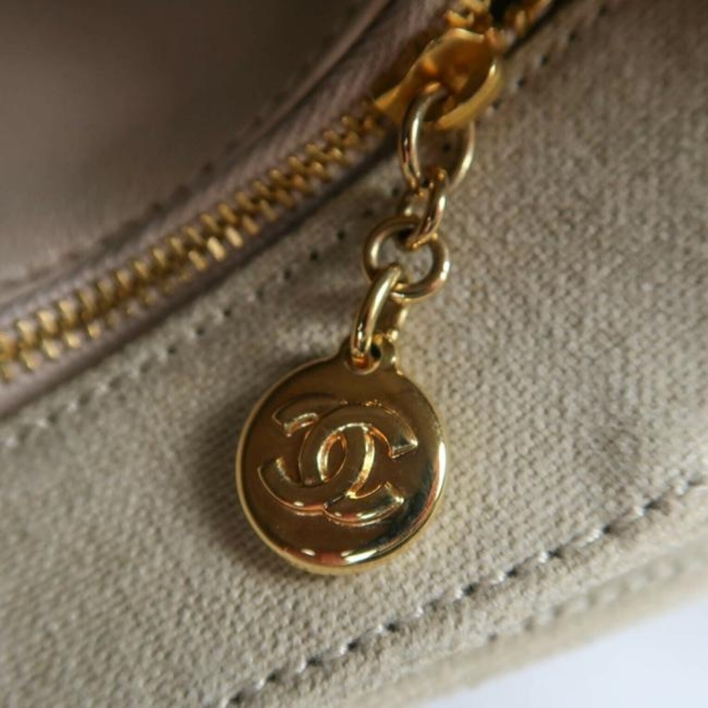 CHANEL Kelly Cc Medium Quilted Flap Turnlo Beige - Gold Canvas Shoulder … - Picture 4 of 14